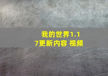 我的世界1.17更新内容 视频